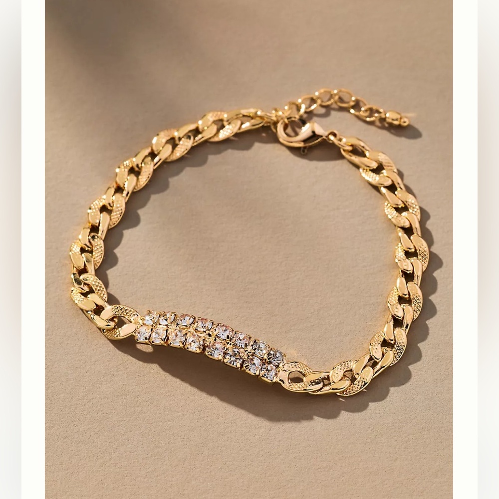 Gold Crystal Bar Bracelet - Women Jewelry